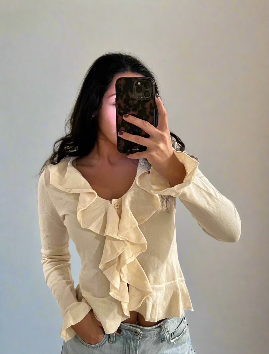 Ruffle Button Long Sleeve