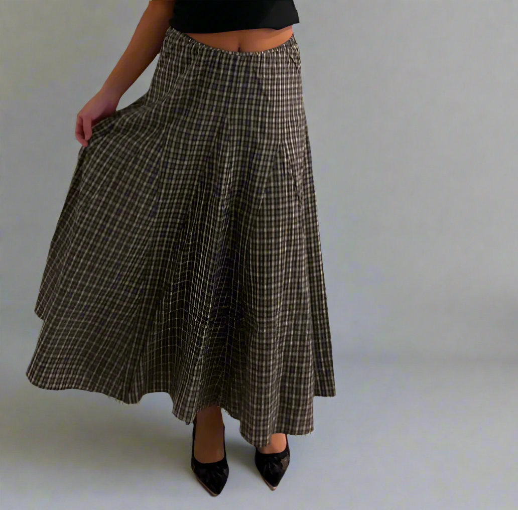 Graceful Plaid Maxi Skirt